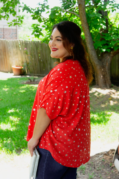 Stars On The Water Red Print Tunic Top