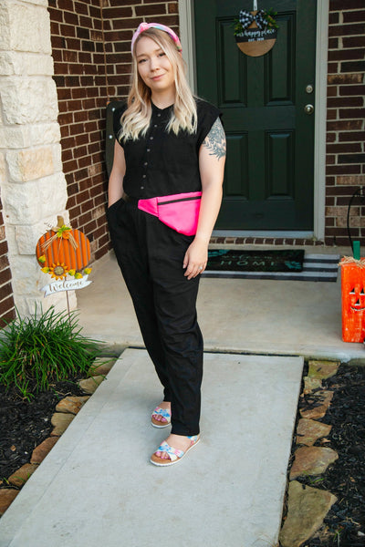 Saturday Strolls in the City Romperalls-Midnight Black