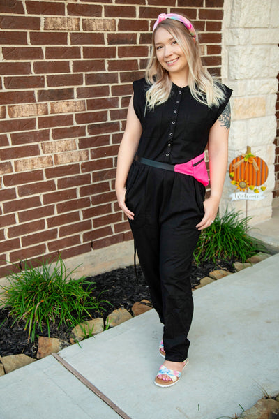 Saturday Strolls in the City Romperalls-Midnight Black