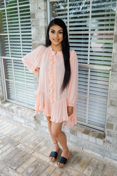 Call It A Crush Ruffled Tunic Top in Blush