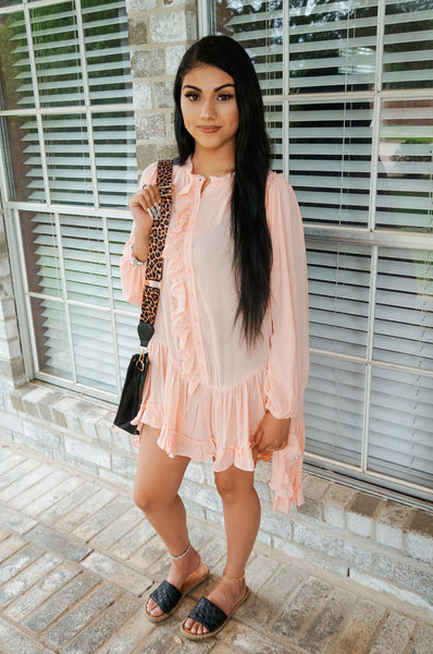 Call It A Crush Ruffled Tunic Top in Blush