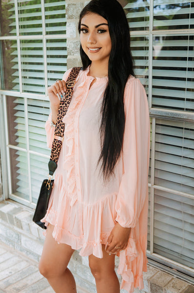 Call It A Crush Ruffled Tunic Top in Blush