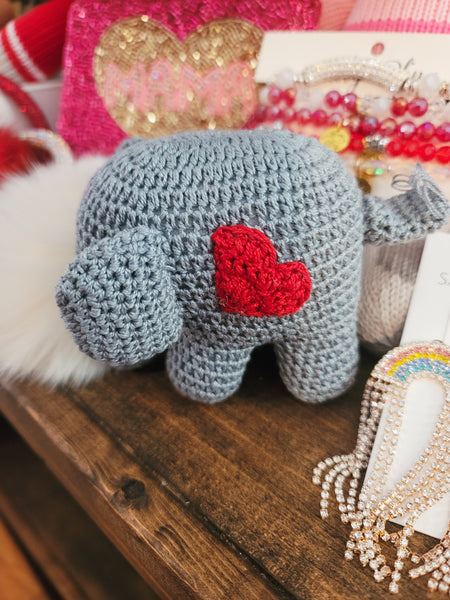Handmade Crochet Elephant- Red Heart