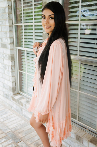 Call It A Crush Ruffled Tunic Top in Blush