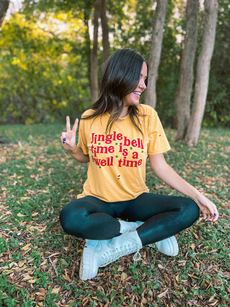 Jingle Bell Time Is A Swell Time Distressed Tee