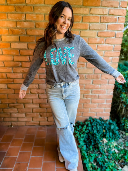 Love Leopard French Terry Sweatshirt