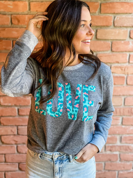 Love Leopard French Terry Sweatshirt