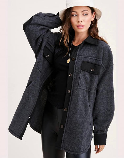 The Mabel Shacket-Charcoal/Black