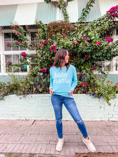 Baby Mama-Baby Blue French Terry Sweatshirt