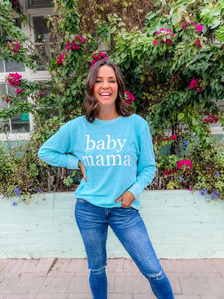 Baby Mama-Baby Blue French Terry Sweatshirt