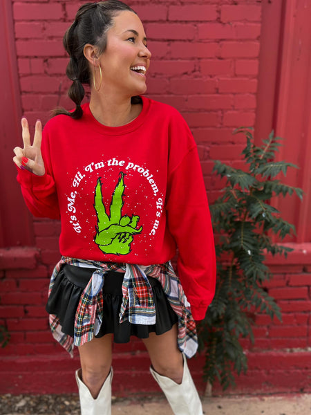 I'm The Problem Grinch Sweatshirt-Christmas Red