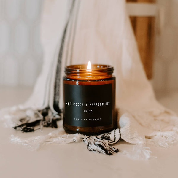 Hot Cocoa + Peppermint Soy Candle | Amber Jar Candle