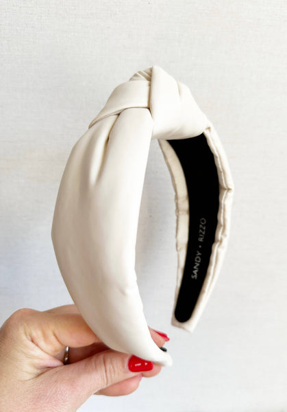 Cream Faux Leather Headband