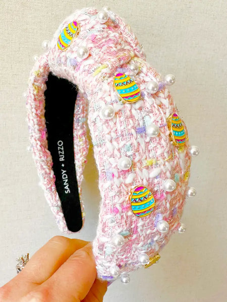 Pink Tweed Easter Headband
