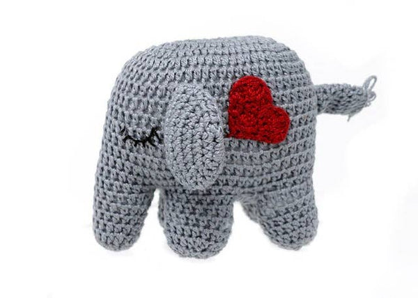 Handmade Crochet Elephant- Red Heart