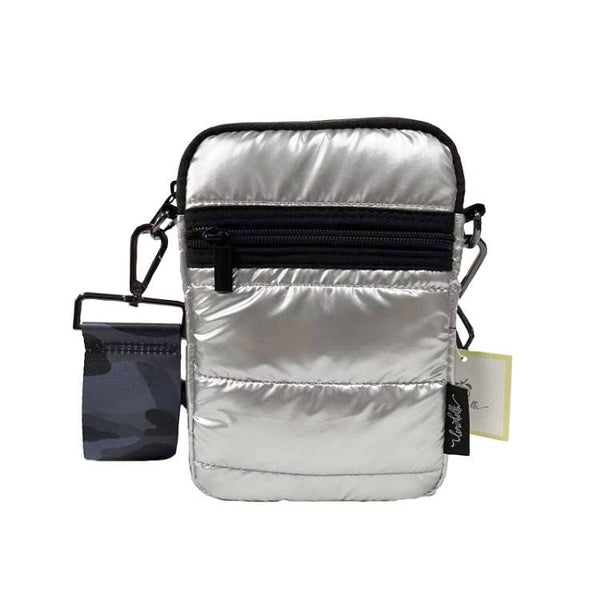The Jordyn Puffer Camera Bag in Silver Metallic