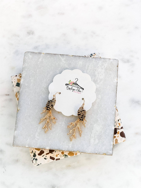 Winter Pine Cone Dangle Earrings