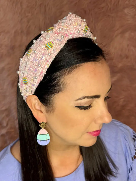 Pink Tweed Easter Headband