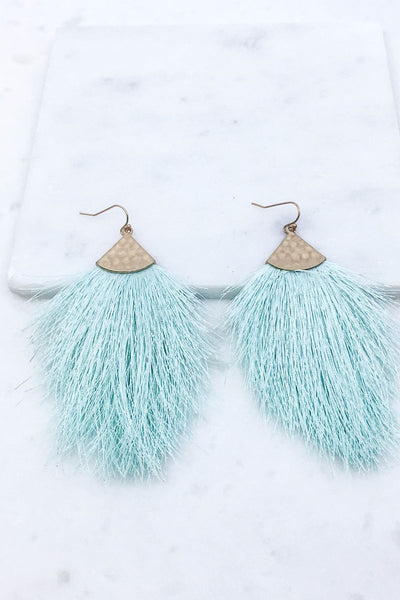 Vacation Vibes Mint Tassel Earrings