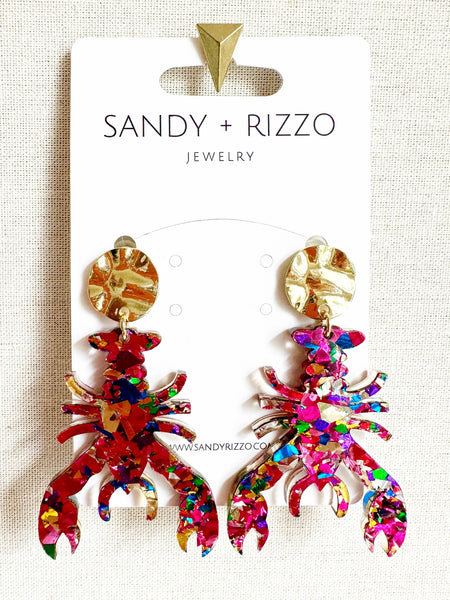Pink Confetti Crawfish Dangle