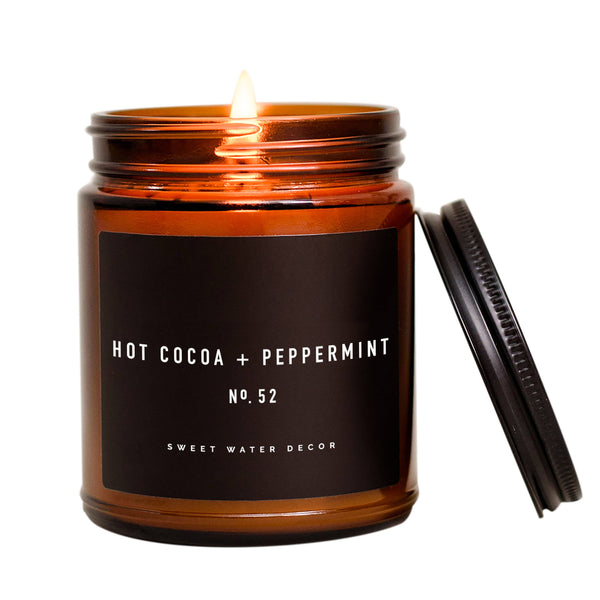 Hot Cocoa + Peppermint Soy Candle | Amber Jar Candle