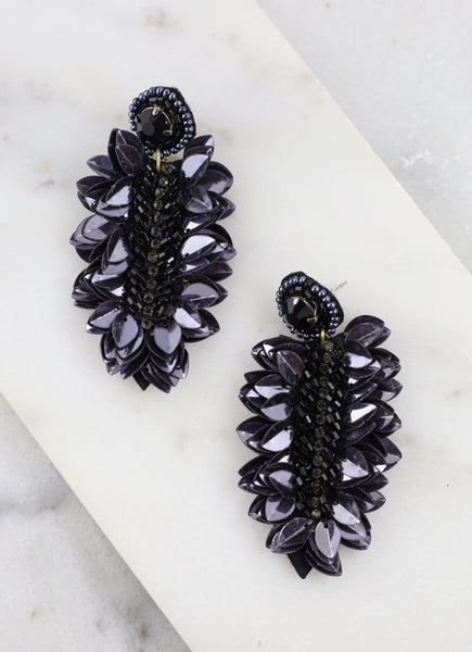 City Sparkles Fontaine Embellished Leaf Earrings