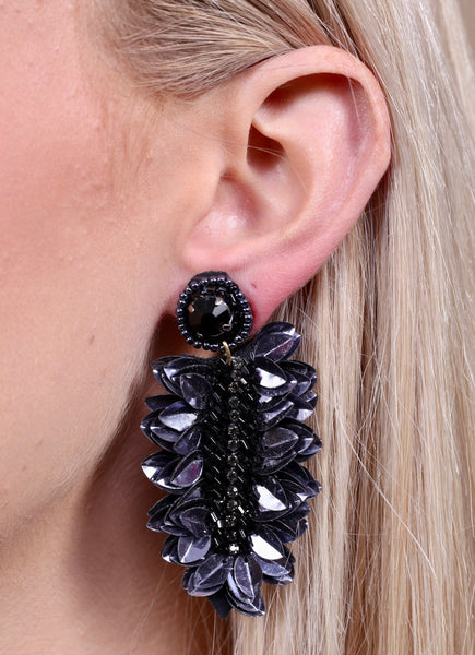 City Sparkles Fontaine Embellished Leaf Earrings