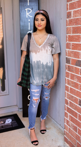 Uptown Girl Ombre Tie Dye Top-Mocha Java Blend