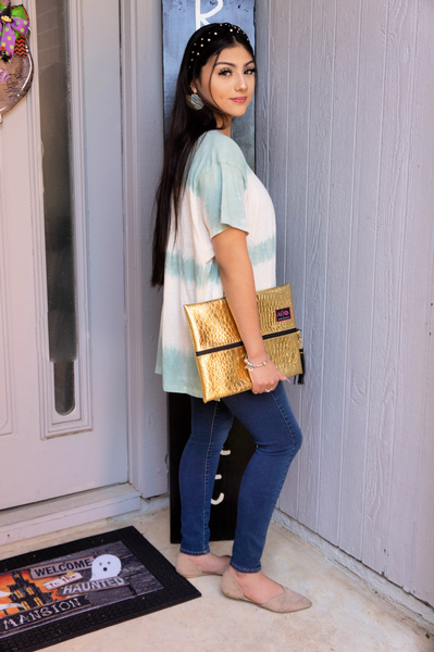 Sundays Spent At The Cafe Tie Dye Sage Top