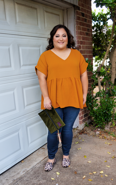 Date Night At The Pumpkin Patch Shift Top-Pumpkin Spice