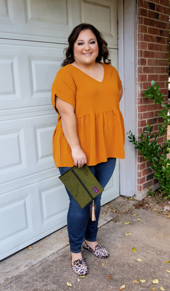 Date Night At The Pumpkin Patch Shift Top-Pumpkin Spice