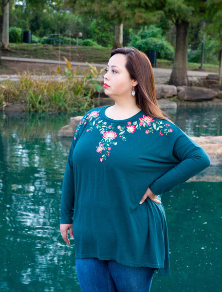 Forest Green Embroidered Tunic