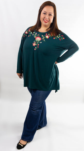 Forest Green Embroidered Tunic