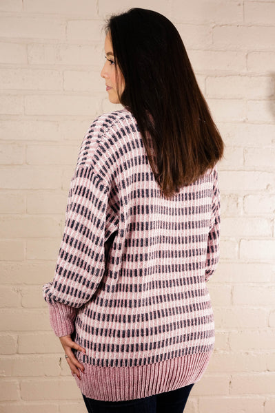 LoveStruck Mauve and Grey Chenille Sweater