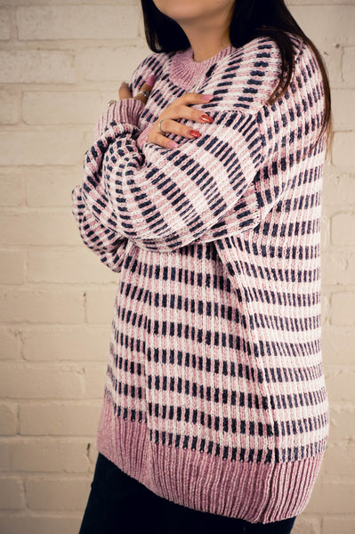 LoveStruck Mauve and Grey Chenille Sweater