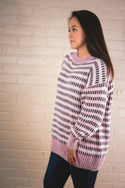 LoveStruck Mauve and Grey Chenille Sweater