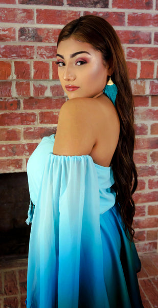 Vacation Vibes Teal Blue Tassel Earrings