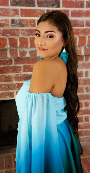 Vacation Vibes Teal Blue Tassel Earrings
