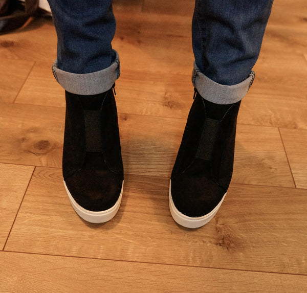 "The Layla" Faux Suede Wedge Sneakers