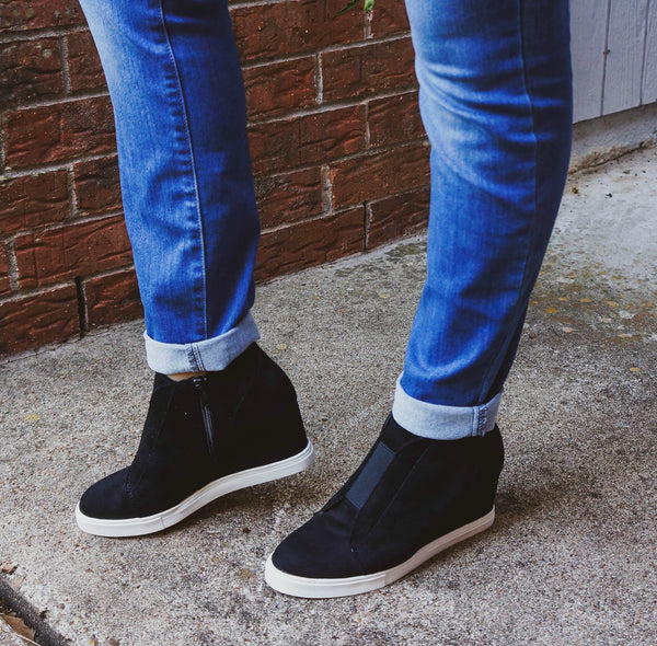 "The Layla" Faux Suede Wedge Sneakers