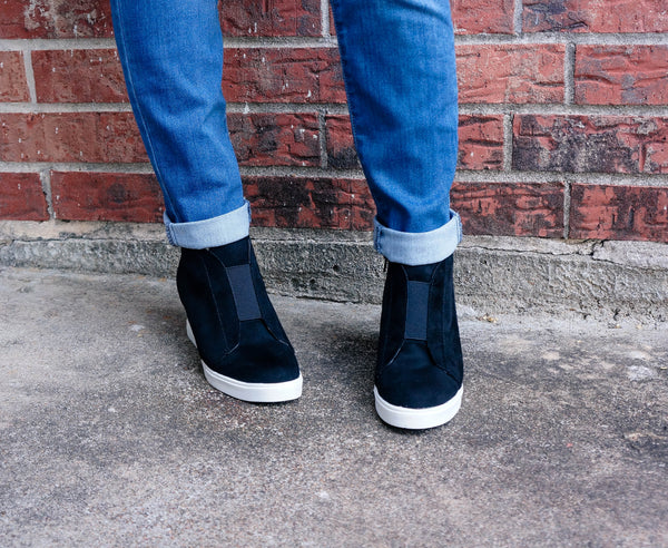 "The Layla" Faux Suede Wedge Sneakers