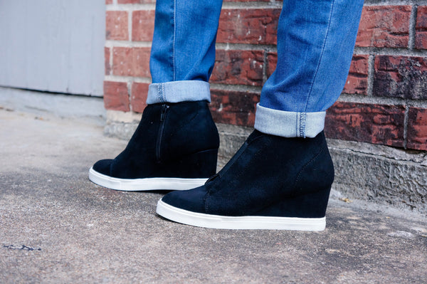 "The Layla" Faux Suede Wedge Sneakers
