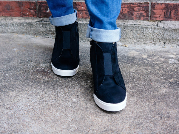 "The Layla" Faux Suede Wedge Sneakers
