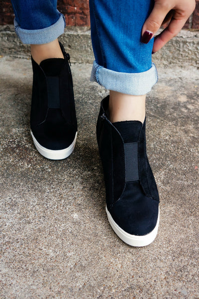 "The Layla" Faux Suede Wedge Sneakers