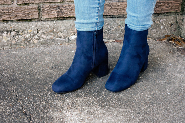 Must Be Famous Navy Blue Booties