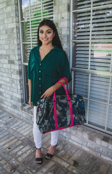 Under The Mistletoe Satin Tunic Top-Hunter Green