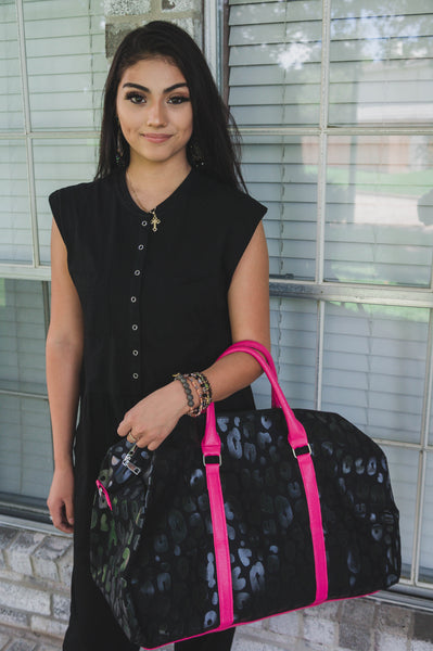 Tori Travel Duffel Bag- Black Leopard