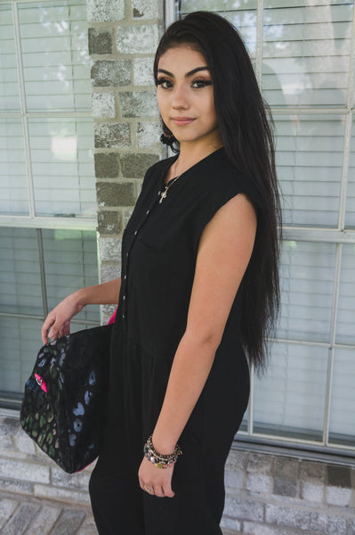 Saturday Strolls in the City Romperalls-Midnight Black