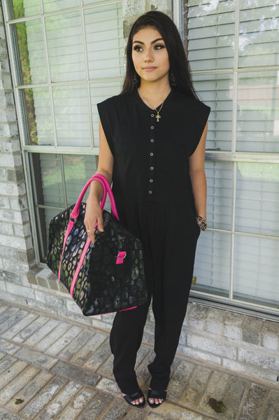 Saturday Strolls in the City Romperalls-Midnight Black