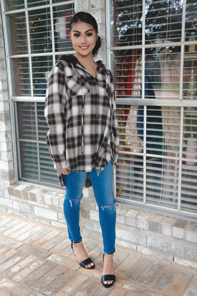 Coffee First Button Up Top in Brown